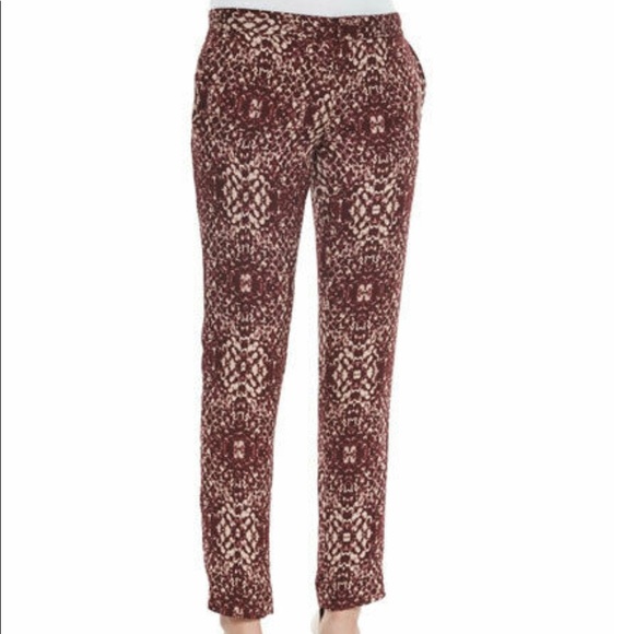 Haute HippieThe Tailored Slim Shady Pants, Snake Merlot. - Picture 1 of 4